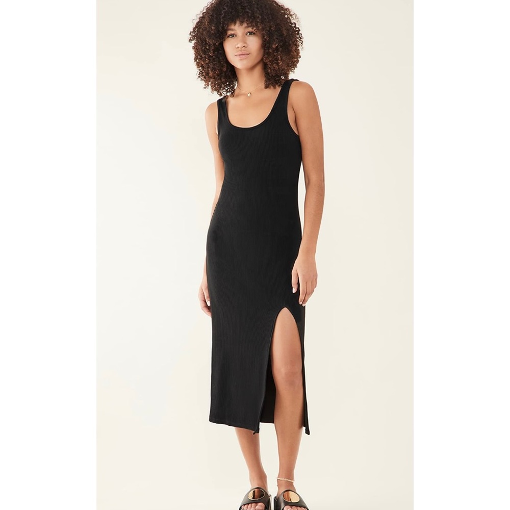 Z Supply Melina Rib Dress - Black | Size L
